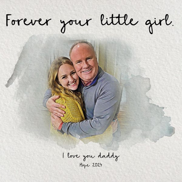 Personalised Dad Drawing, Fathers Day Present For Him From Daughter Wife, Meaningful Artwork, Birthday Art Gift, Father's Day unforgettable main image 0
