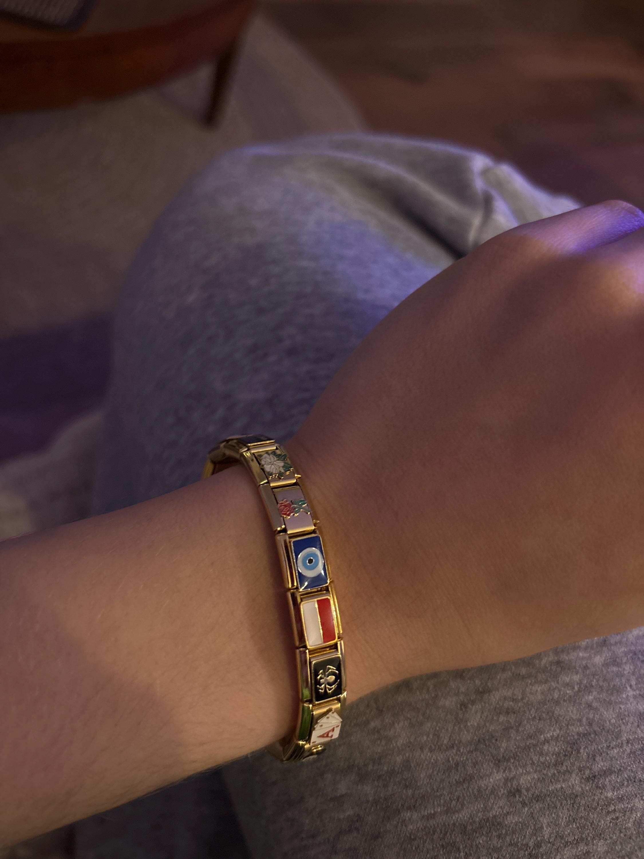 Gold Italian Bracelet, Custom Gold Italy Charms, Personalized Italian Bracelet, Italy Charms