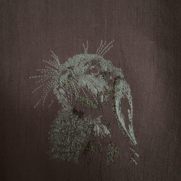 Adorable Lop Rabbit Embroidery Design, Realistic White Bunny Digital ...