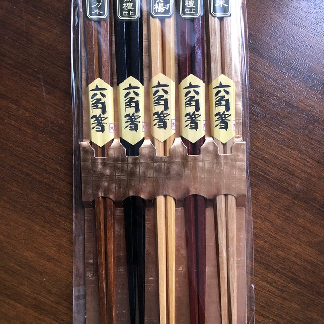 Japanese Lacquer Wooden Chopsticks Set of 5 Hexagon Japanese