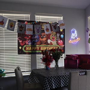 Personalized Five Nights At Freddy's Birthday Bunting - 60 Inch Custom Name & Age Banner