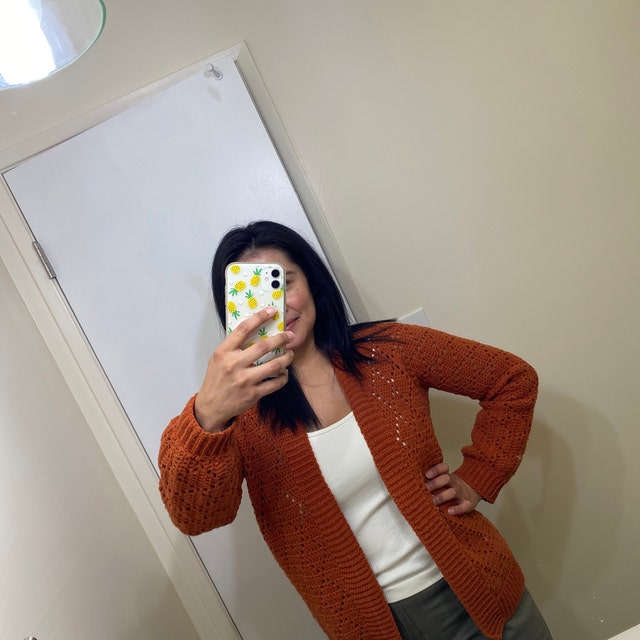 A customer's finished Diamond Cardigan Crochet Pattern