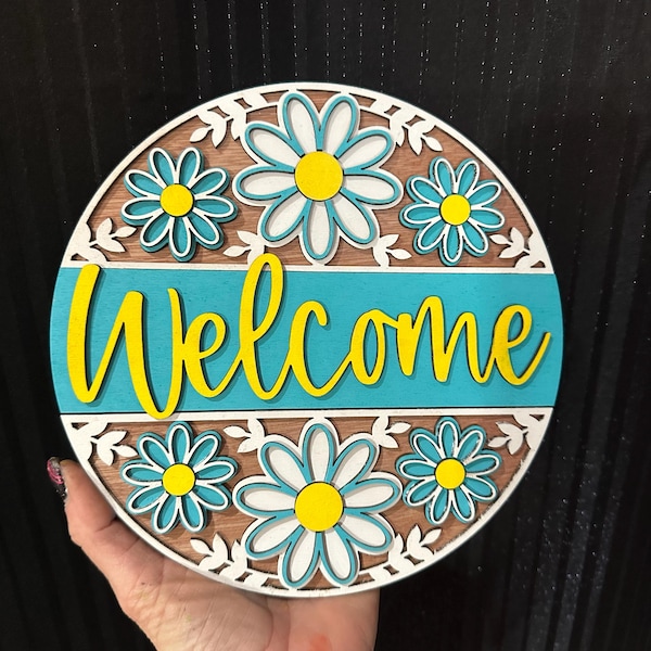 Welcome Flower Pattern Sign, Digital Download, SVG Laser Cut File ...