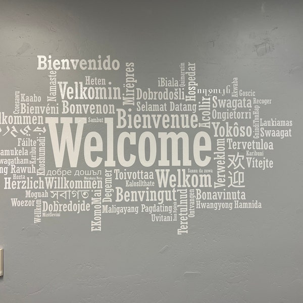 Autocollant Mural "Welcome" En Plusieurs Langues - Personnalisable, Vinyle Brillant, Déco Intérieure