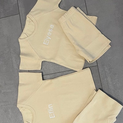 Summer Personalised Child Ribbed Sets Embroidered Kids Sets ...