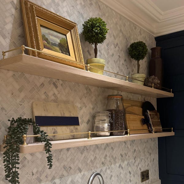 Cook Top Fiddle Rails Victorian Brushed Satin Brass Gallery Rail | Kitchen Fiddle Tipping ...