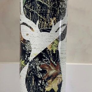 20 Oz Skinny Tumbler Camp Deer Camo and Wood Sublimation Design Digital ...
