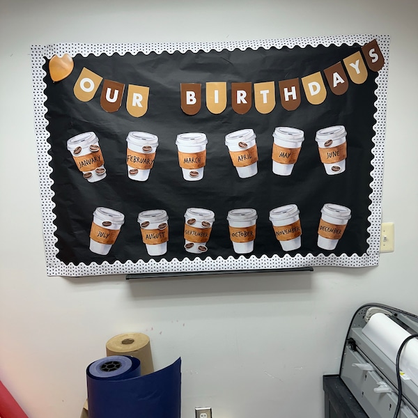 Coffee Birthday Bulletin Board Kit || Coffee Birthday Display Bulletin ...