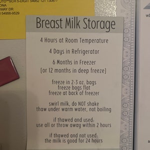Printable Milk Storage Guidelines Etsy