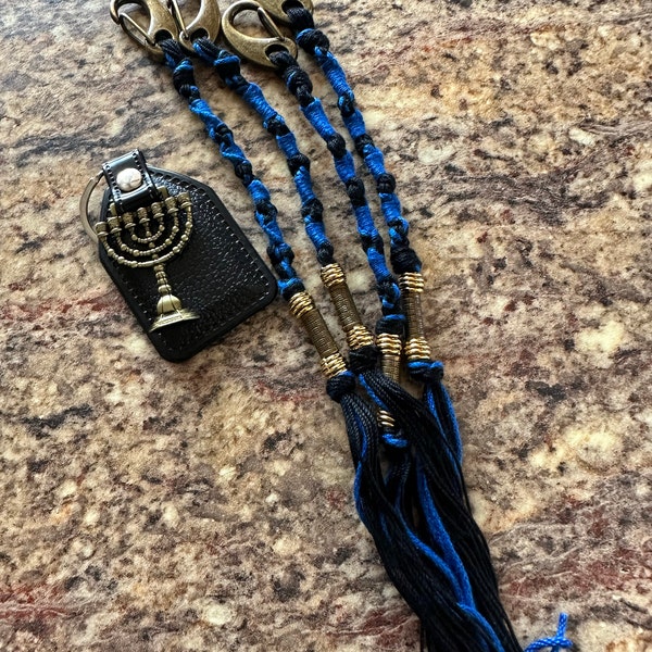 Black Tzitzit Set of 4 Bronze GOLD Torah Scroll Tzitzit With Snaps ...