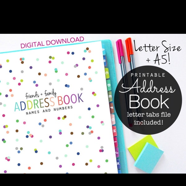PRINTABLE Alphabet Divider Tabs for Address Book or Planner PDF