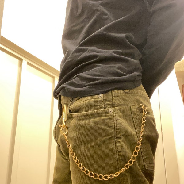 Solid Brass Wallet Chain With Fish Hook - Etsy