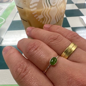 翡翠リング、オーバル翡翠リング、ゴールド翡翠リング、オーバル翡翠