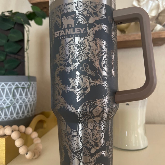 40 Oz Stanley & Unbranded Tumbler W/ Skull and Rose Engraving -  in  2023