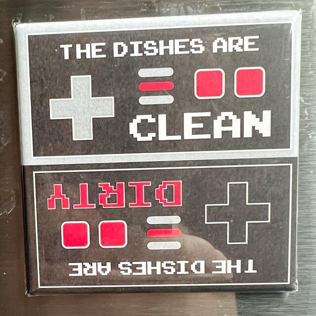 Clean Dirty Dishwasher Magnet Sign - Funny 80's Retro Video Game