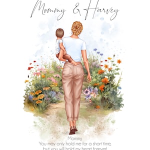 Custom Mommy and Me Watercolor Portrait Mothers Day Gift for Mom from Baby or Toddler, Personalized Mother Gift Family Portrait Gift for Mum