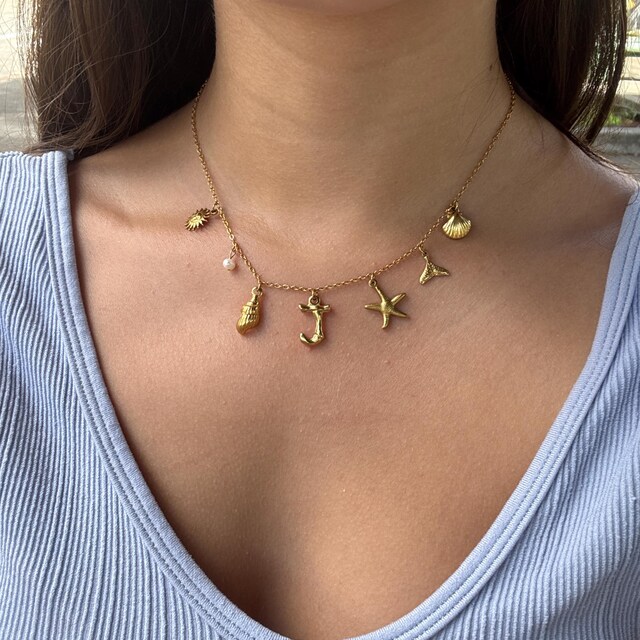 Surfer Girl Necklace, Initial Necklace, Waterproof Beach