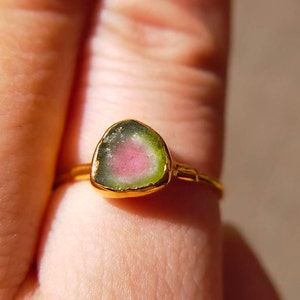 Customer photo from nao.diamante, Raw Watermelon Tourmaline Slice Ring