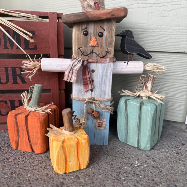 Primitive Wooden Pumpkin: Reclaimed Wood Farmhouse Fall Table Decor ...