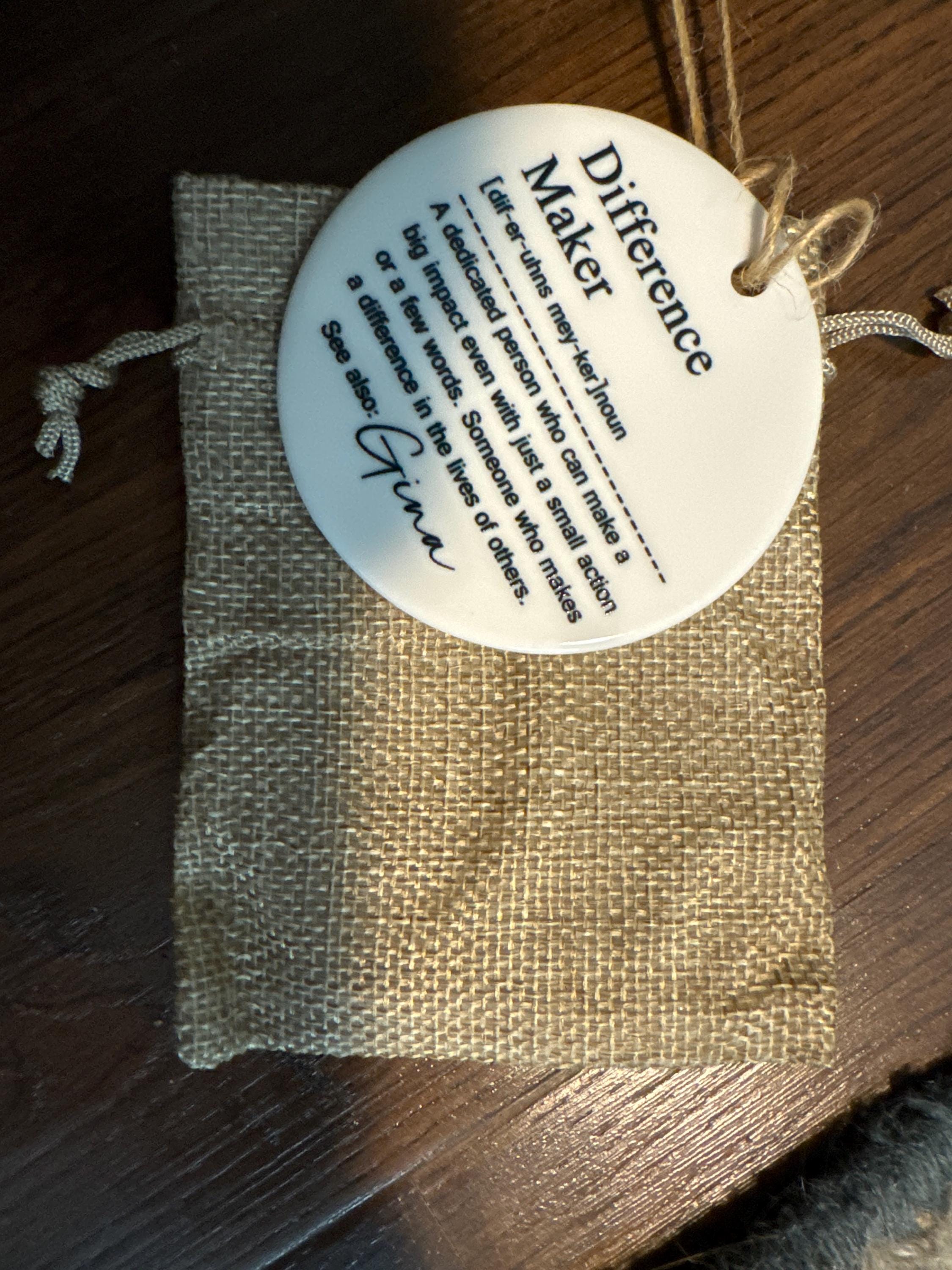 Difference Maker, Personalized Difference Maker Gift, Mentor Appreciation Gift, Leader Gift, Gift for Teacher, Thank You Gift, Leaving Gift