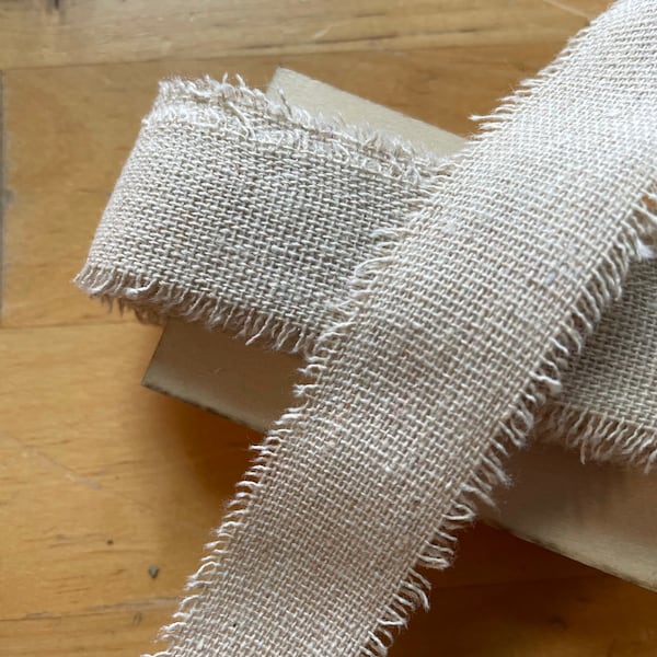 Natural Linen-cotton Blend Frayed Ribbon • 1" • 1.5" • 2.5" - Etsy