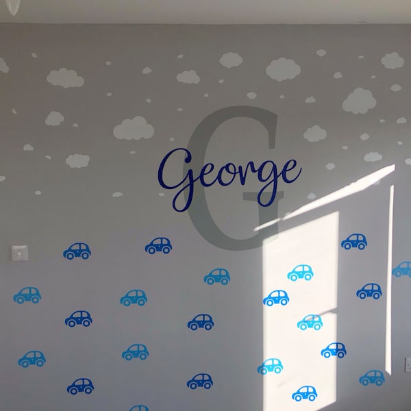 Boy Name Wall Stickers, Custom Name Initial Wall Sticker Vinyl Decal ...