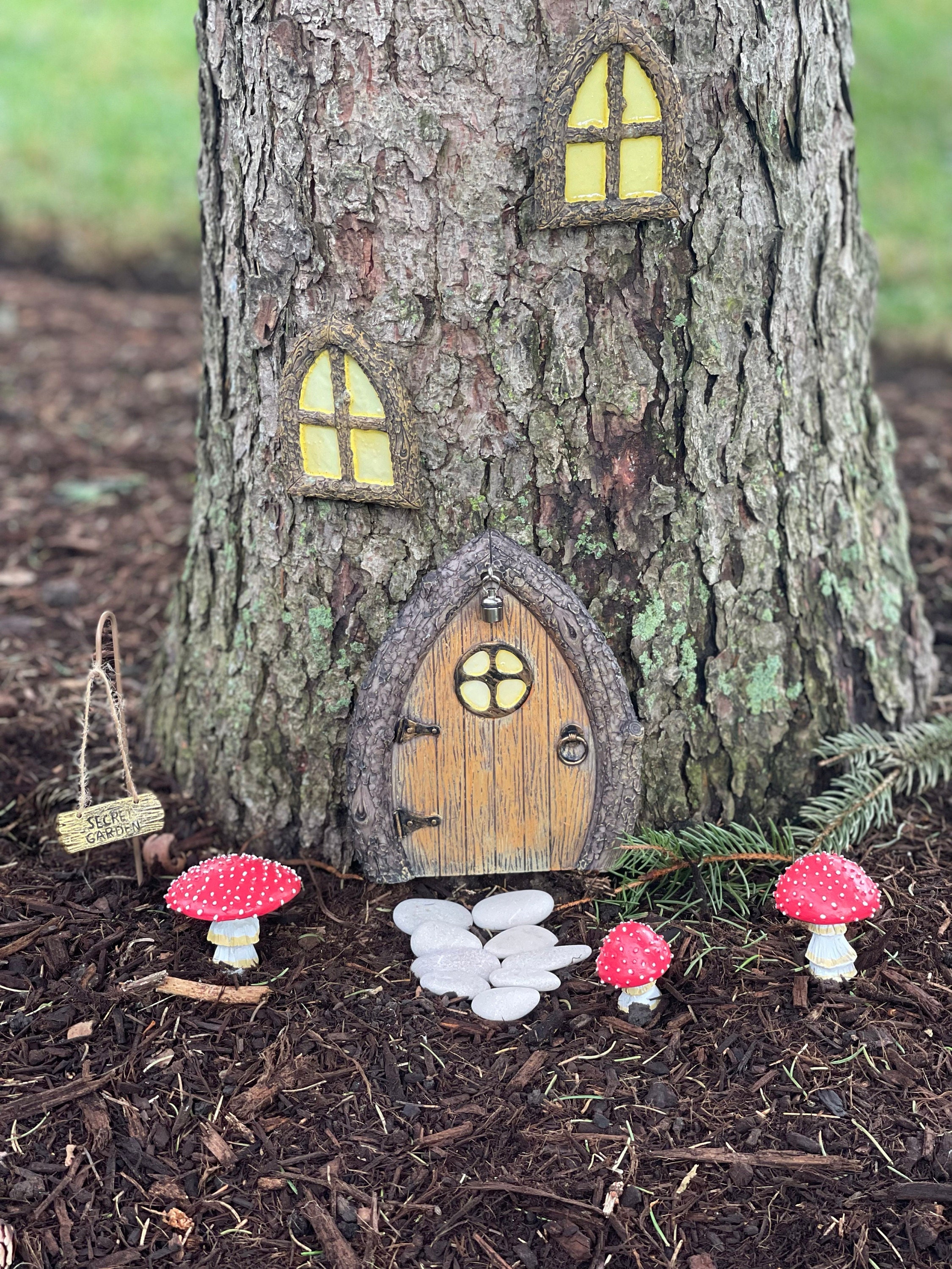 Fairy Door and Windows for Trees Glow in The Dark - Fairy Tree Door- fairy garden- Fairy house - Fairy door for trees- gnome door