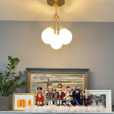 Semi Flush Globe Light Ceiling Hanging Lamp Dining Room Lighting Brass ...