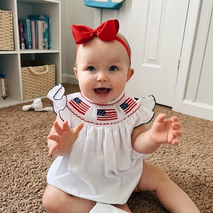 Fourth of july smocked outfit top