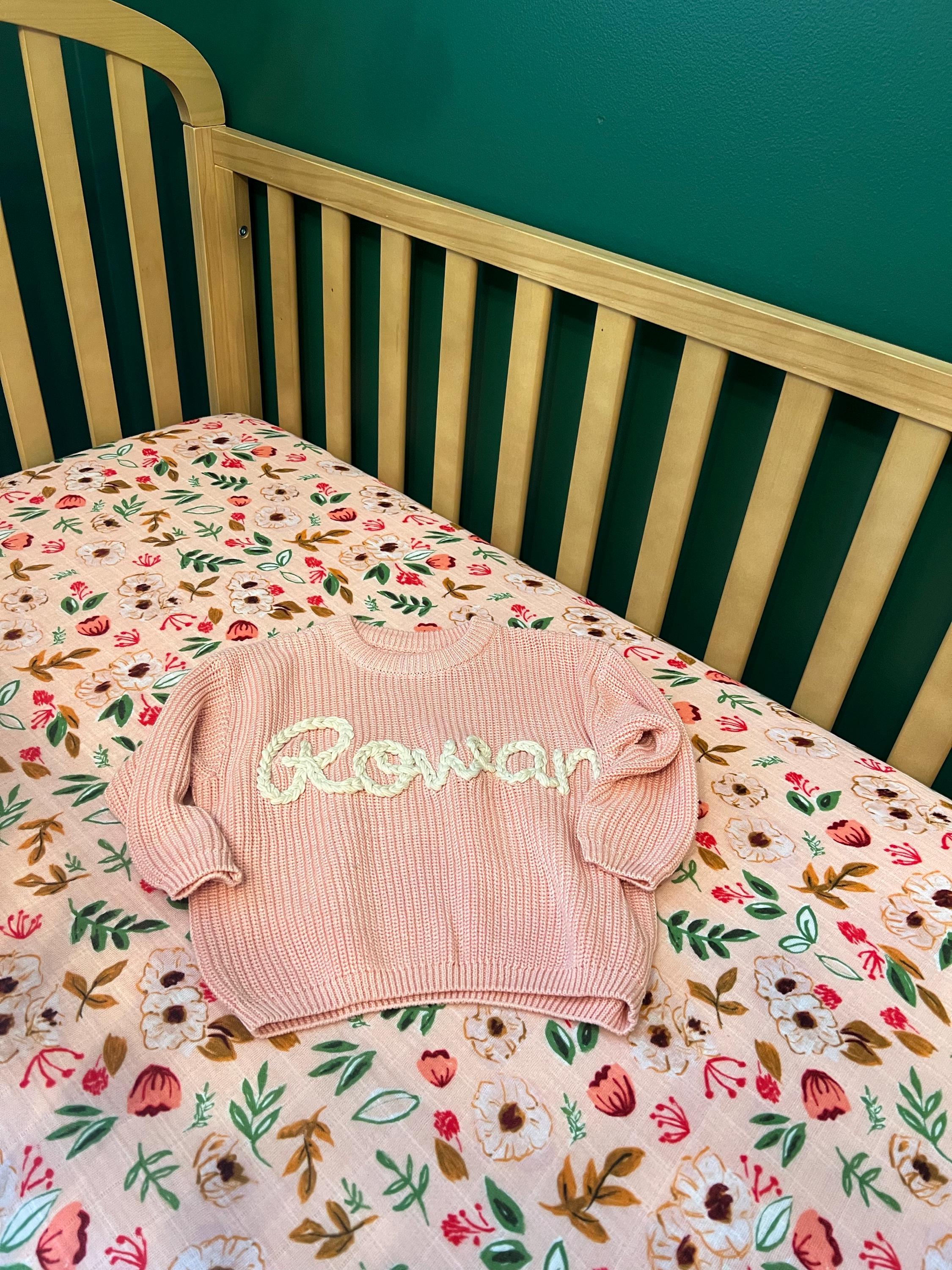 Custom Name Baby Sweater,Personalized Hand Embroidered Baby Sweater,Cute Baby Girls Sweater With Name,Baby Shower Gift,Christmas Gift Baby