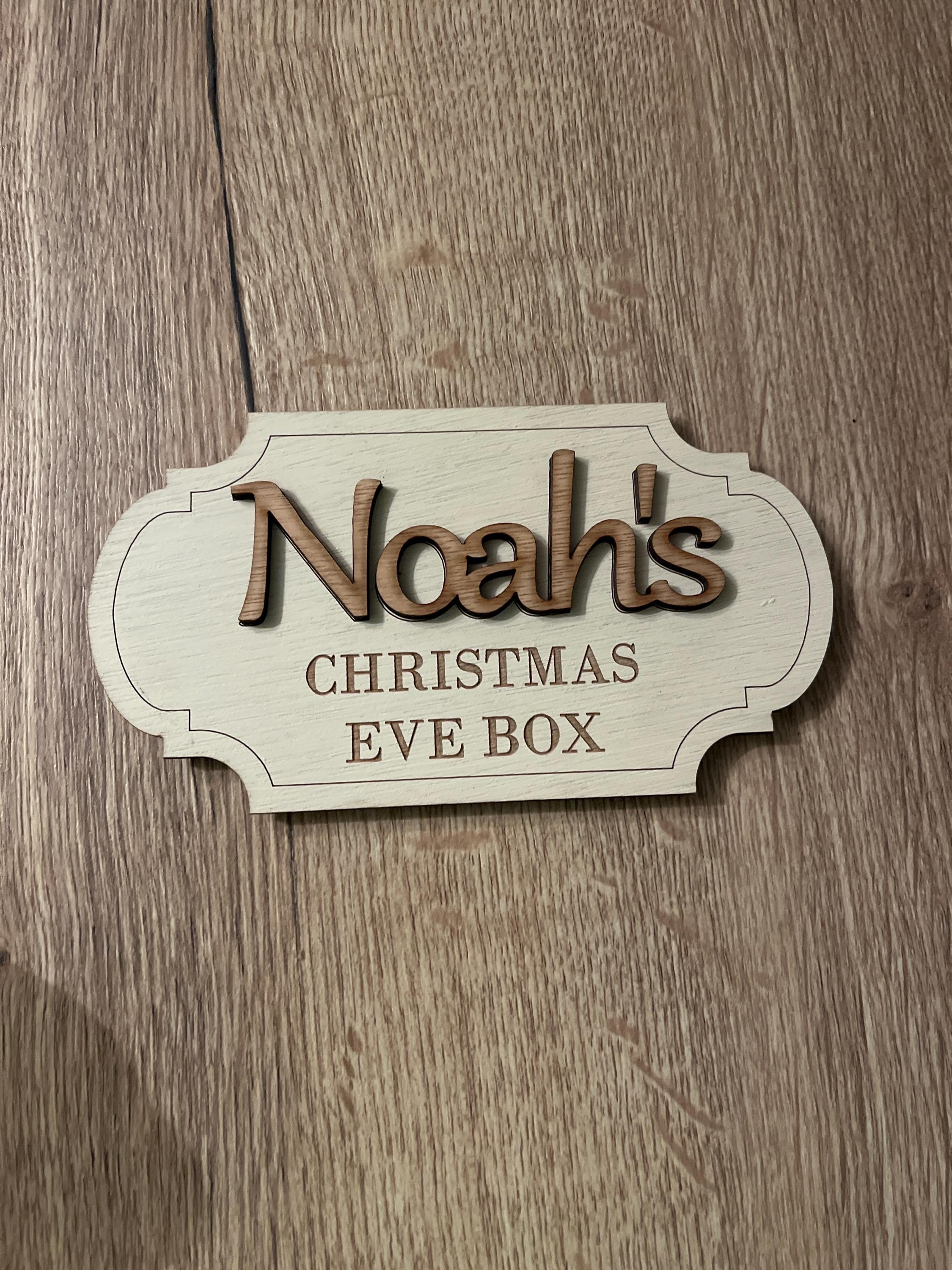 Christmas Eve Box Plaque Xmas Eve Box Ideas Personalised Name Sign for Girl  Engraved Wooden Name Keepsake Gift Box for Kids Crate Sign