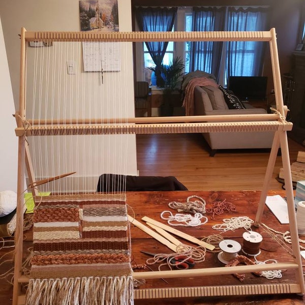 Large Loom Huge Professional Weaving Loom Kit With Adjustable Stand (89 Cm X 87 Cm ...