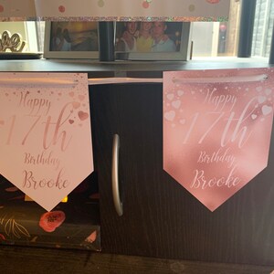 Custom Age Bunting Personalised Rose Gold Birthday Bunting Banner - Customize For 18th, 21st, 30th, Any Age! Custom Birthday Banner - Foto 12