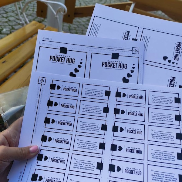 PRINTABLE Pocket Hug Tags - Digital PDF - DIY Packaging, Backing and ...