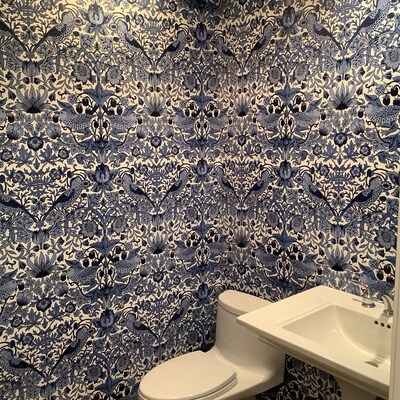 William Morris Wallpaper Strawberry Thief Blue by Peacoquettedesigns ...