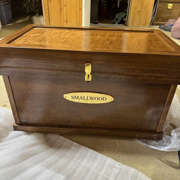 Classic Wood Tack Trunk With Brass Nameplate and Trunk Cover - Etsy
