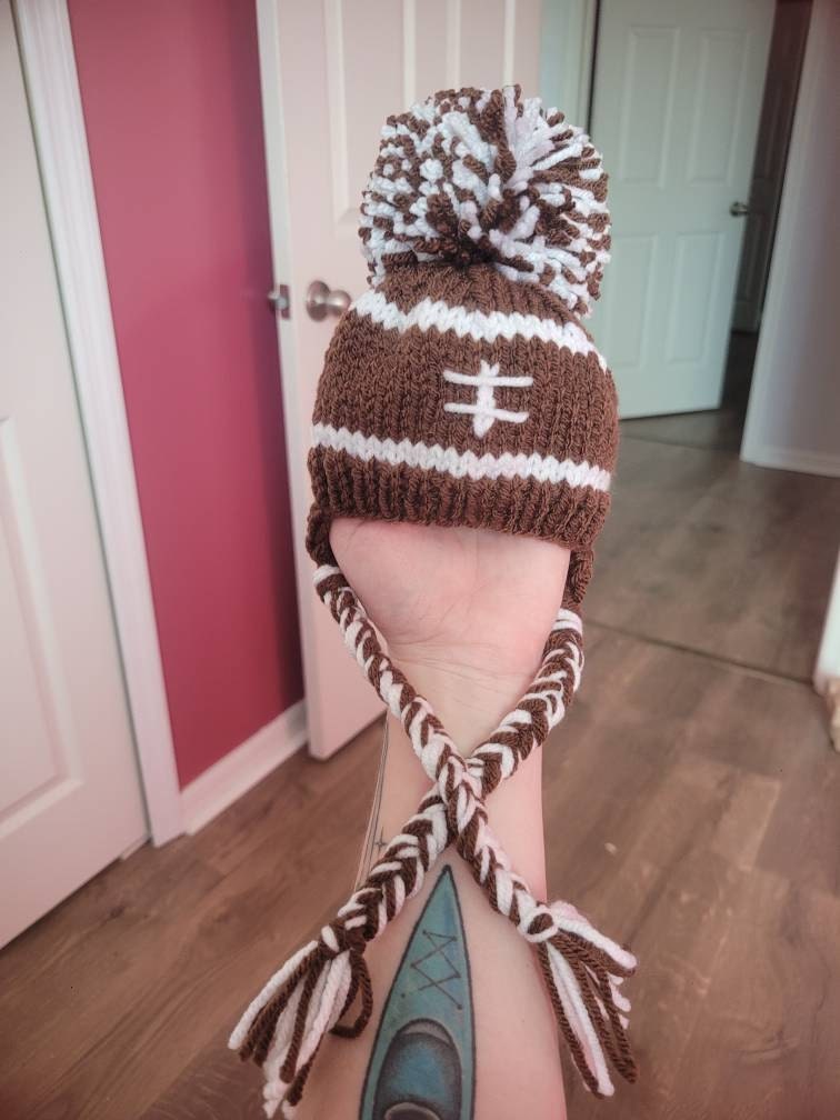 Football Hat, Baby Football Knit Hat, Toddler Football Hat, Toddler Football Knitted Hat, Baby Boy Hat, Baby Football Hat, Football Hat