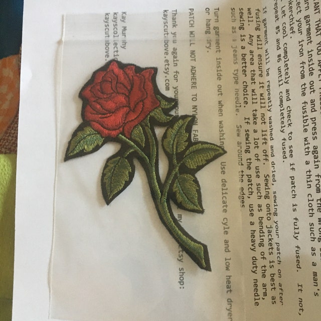 Rose Flower ron on Sew on Full Embrodered Patch Applqués Badge - Etsy