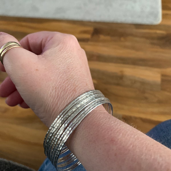 Thin Silver Bangles - Sterling Silver Skinny Boho Stacking Bracelets ...
