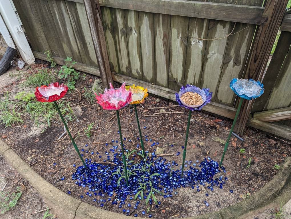 Stunning Organic Resin Flower Bird Feeder and Bee Bath for Garden Pollinators