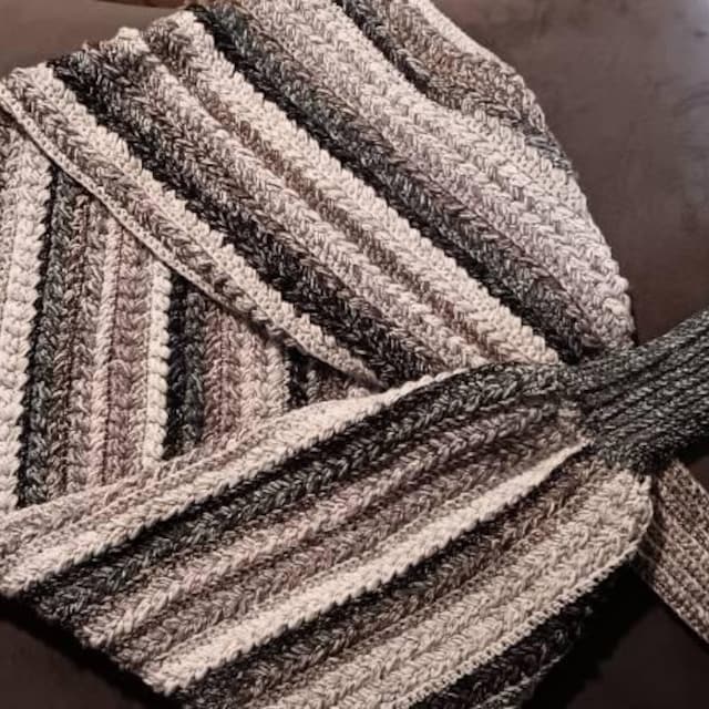 A customer's finished Winter Wheat Stitch Sweater Scarf Crochet Pattern (Digital PDF)