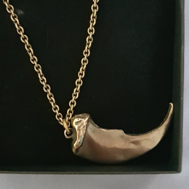 Two Tone Bear Claw Pendant Necklace - Solid Cast Bronze