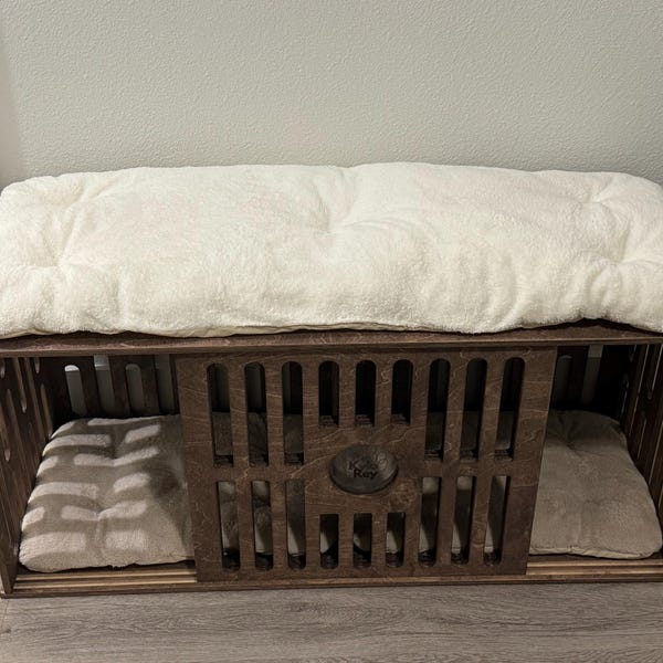 Wood Dog Crate, Wooden Dog Bed, Dog House, Modern Indoor Dog Crate ... - Wooden Dog Crate Bed With Shelf