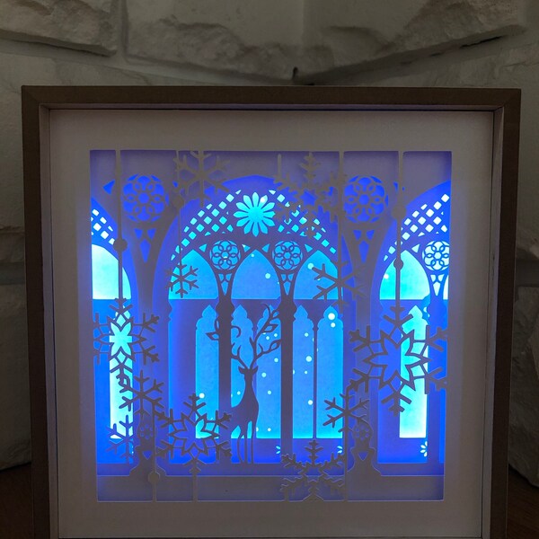 Deer Paper Cut Light Box Template Digital SVG File, Paper Cut 3d Light ...