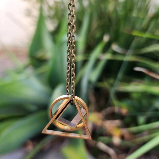 Convex - Brass Geometric Necklace With Triangle, Circle and