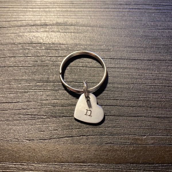 Custom Hand Stamped Initial Keychain - Small Heart - Etsy