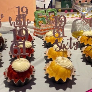 Hello 60 Cupcake Topper, 60th Birthday, Hello Sixty Cupcake Topper ...