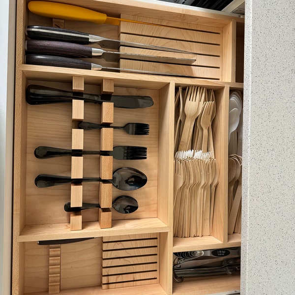 Custom Kitchen Drawer Organizer With Individual Cut Outs for Utensils ...