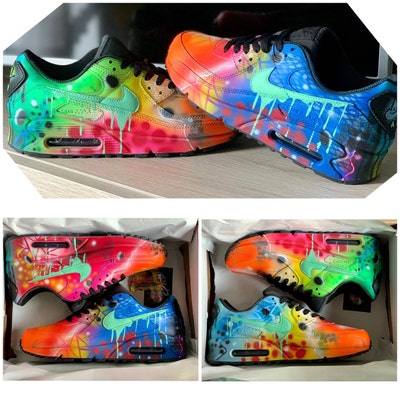 custom nike air max 90 blue galaxy sneaker airbrush graffiti