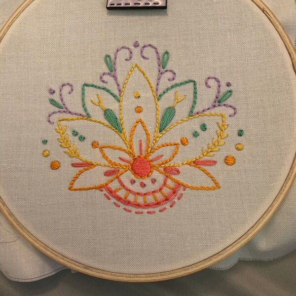 Learn to Embroider With This Mini Lotus Flower Hand Embroidery Printed ...